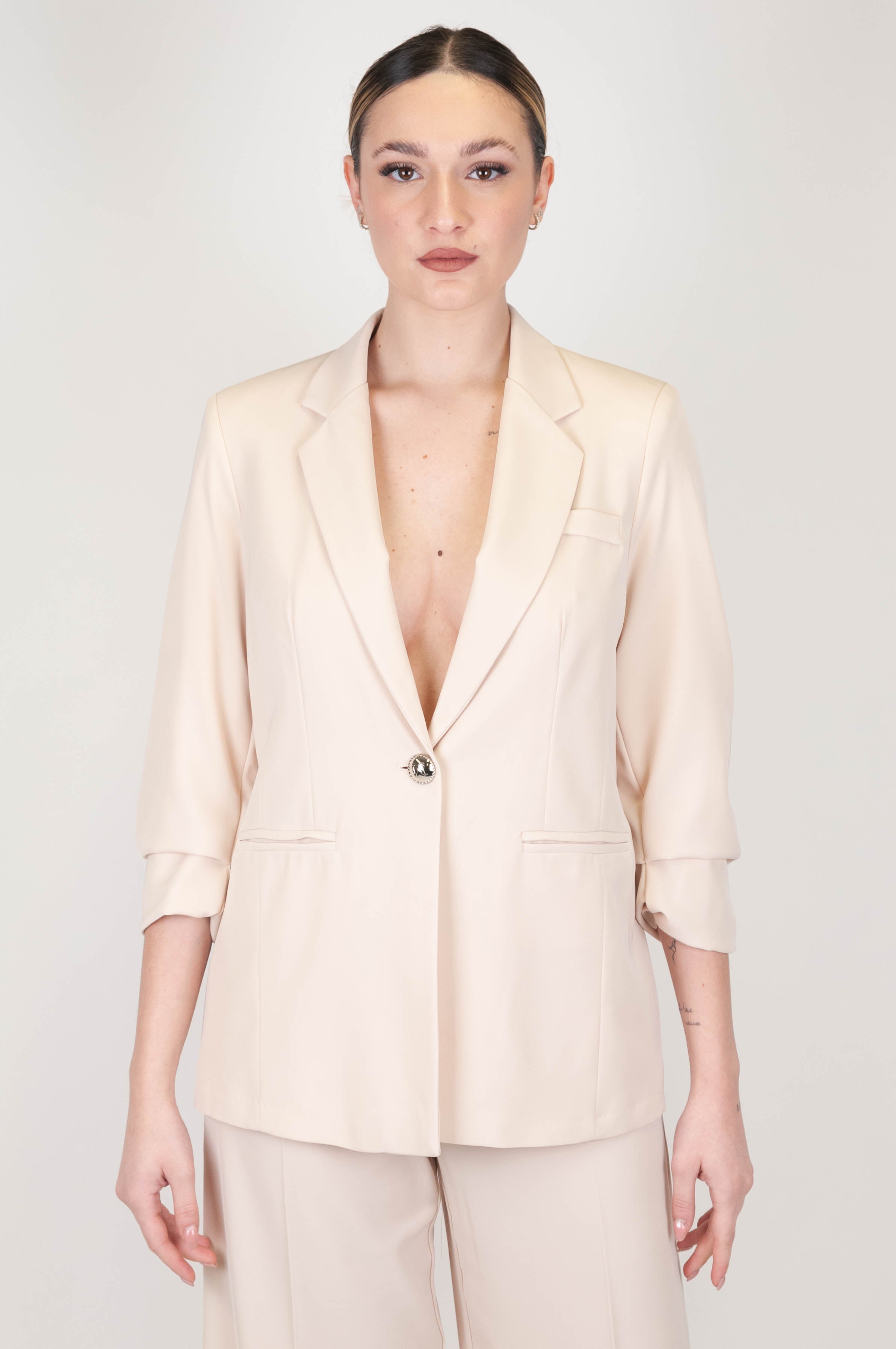 Maryley - Dyed single-breasted jacket with three-quarter sleeves