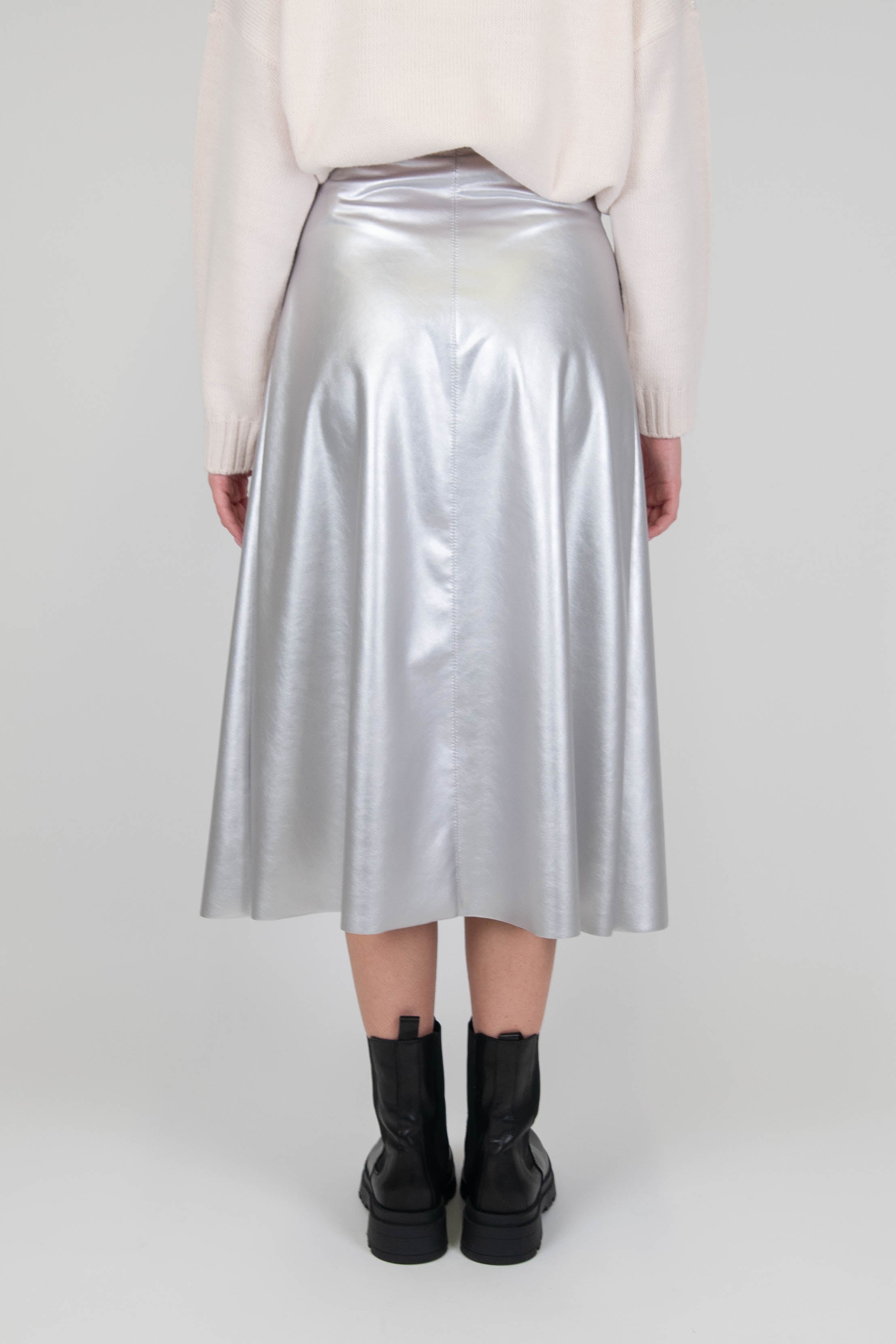 Tension in - Laminated eco-leather skirt