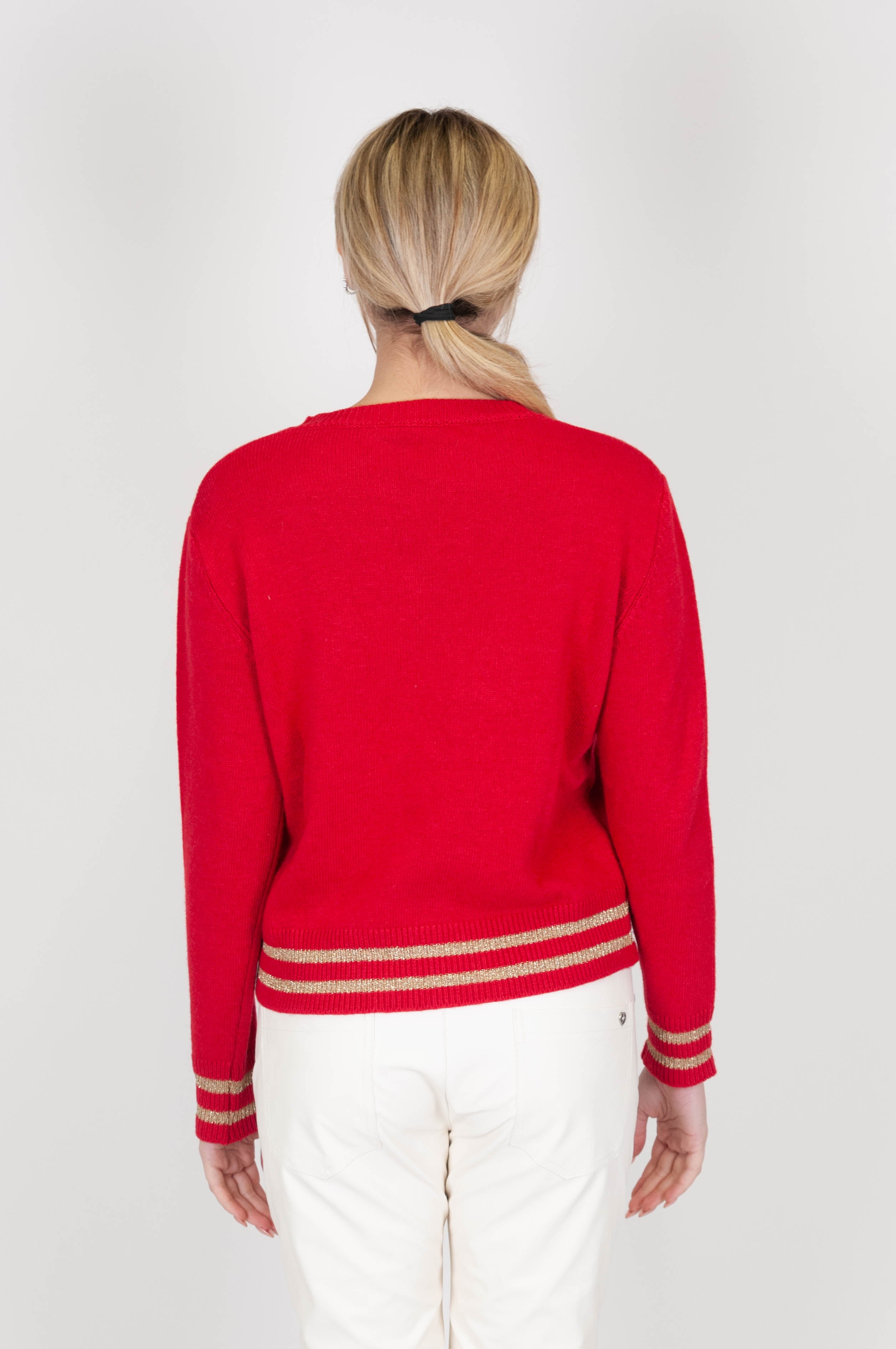 Motel - Crewneck sweater with lurex cat in cashmere blend