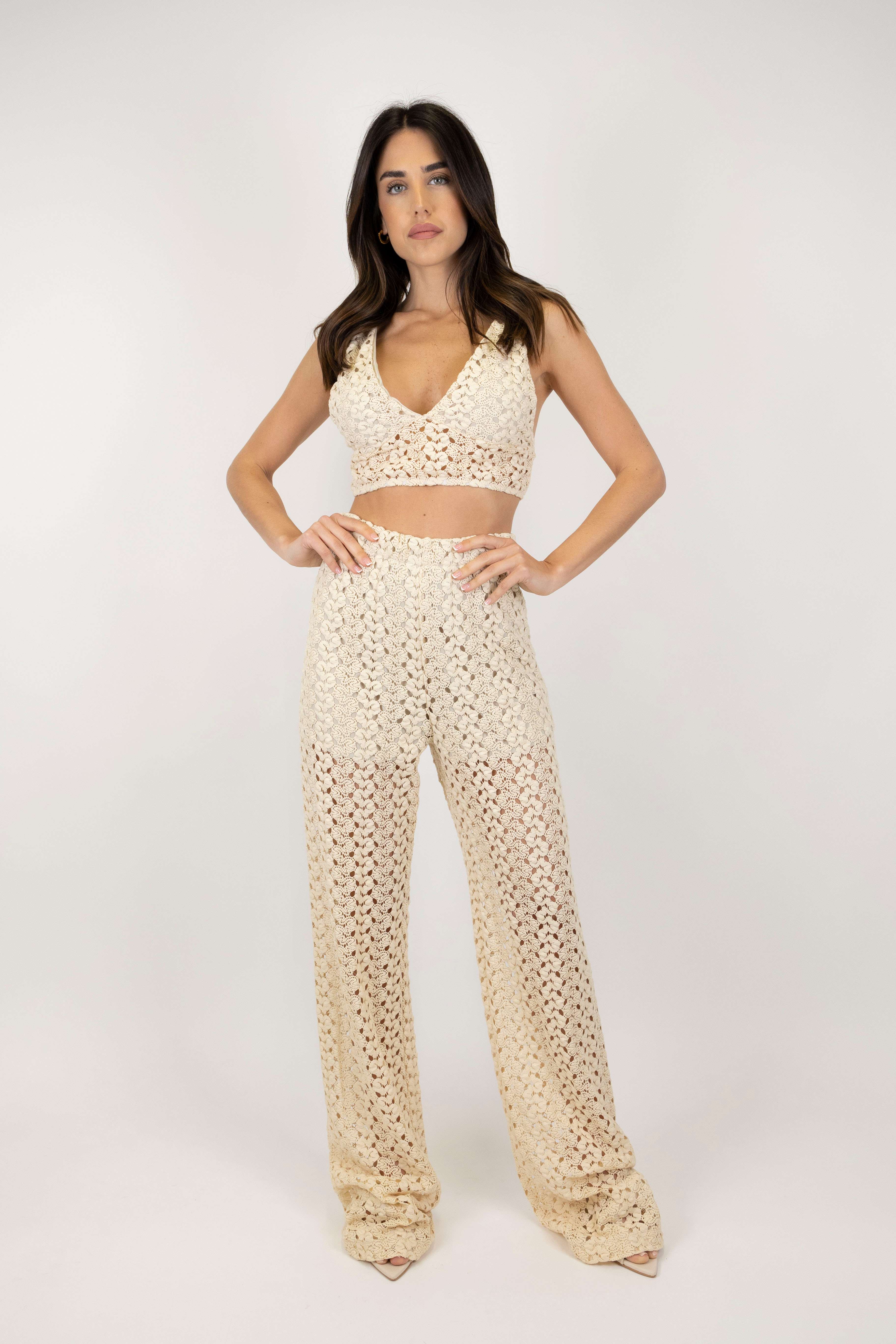 Haveone - Crochet flared trousers