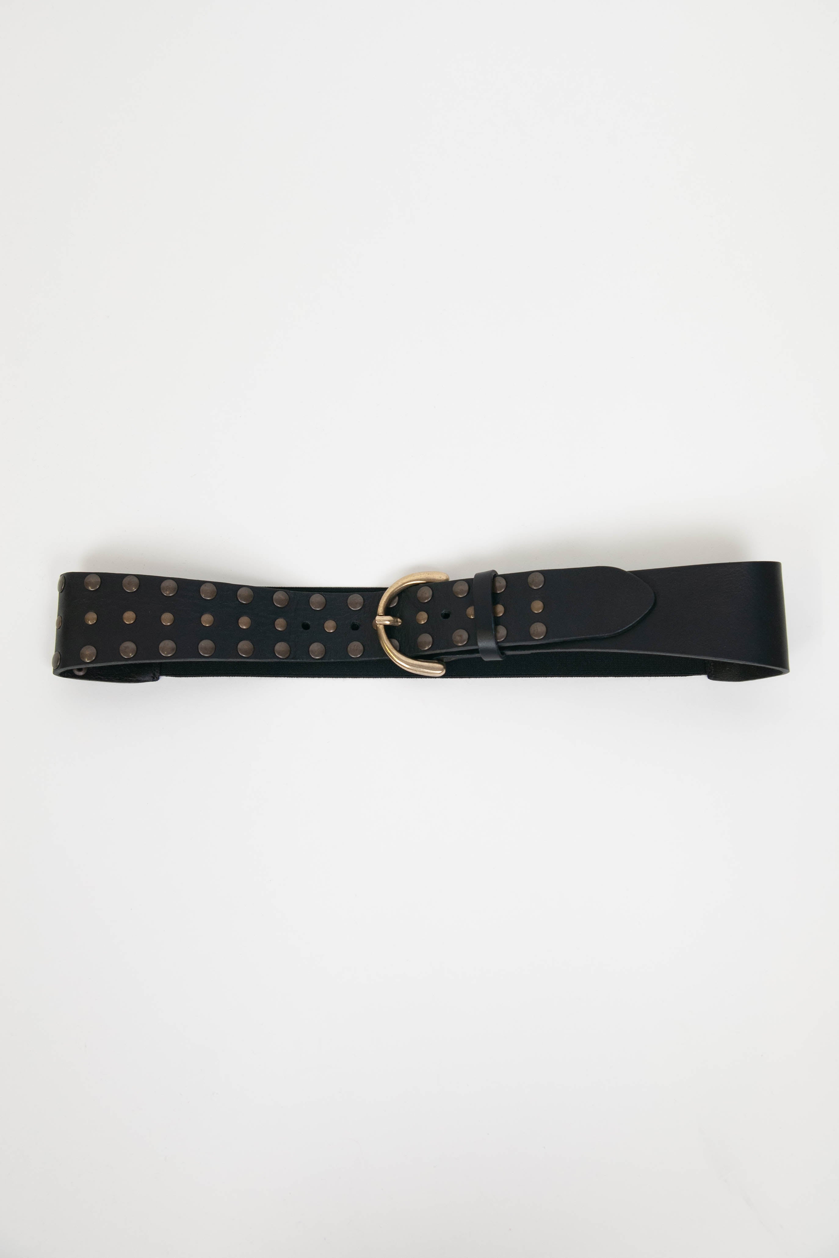 Tension in - Made in Italy genuine leather belt with metal buckle and studs