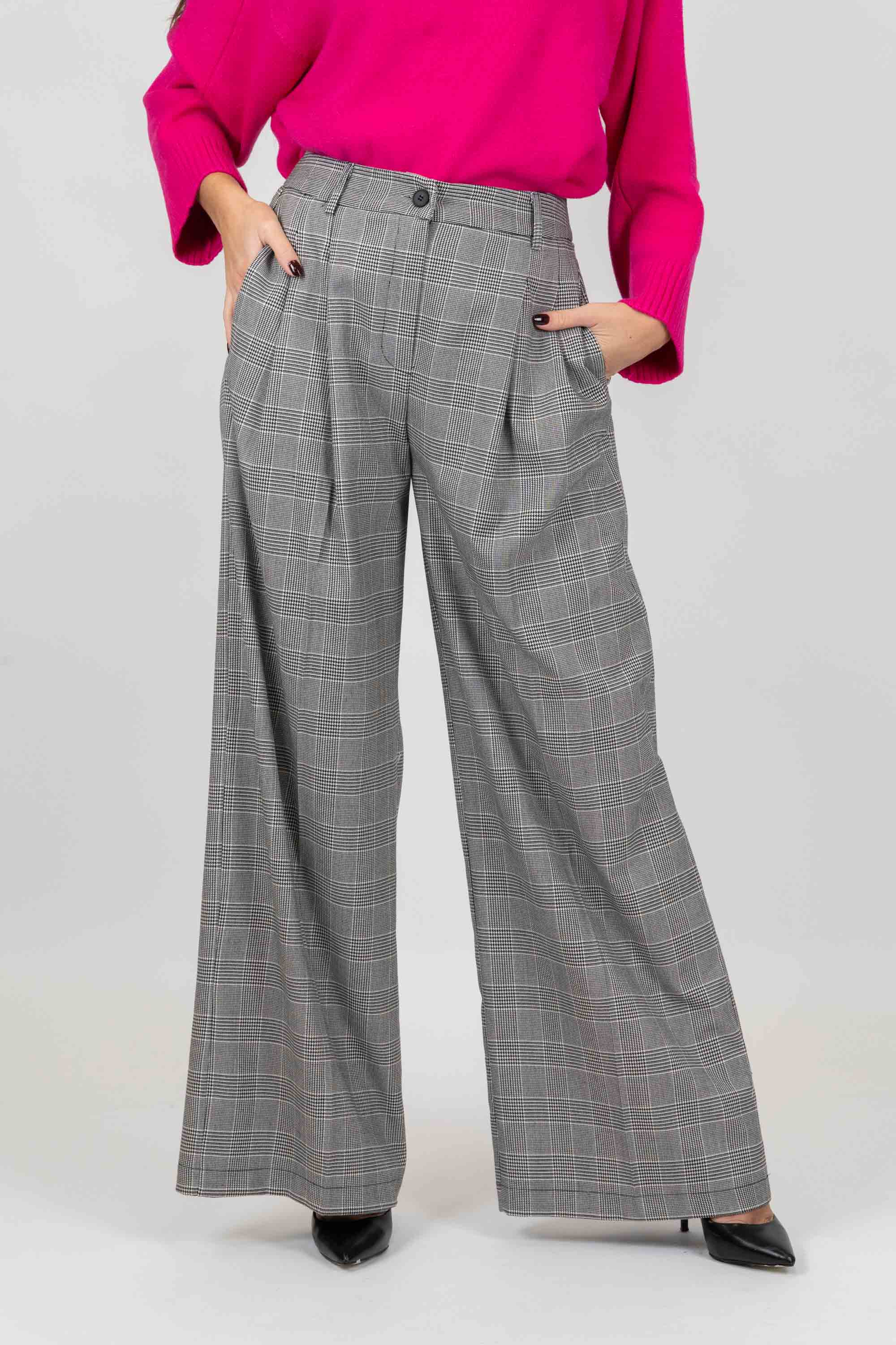 Tension in - Palazzo trousers with Prince of Wales pleats