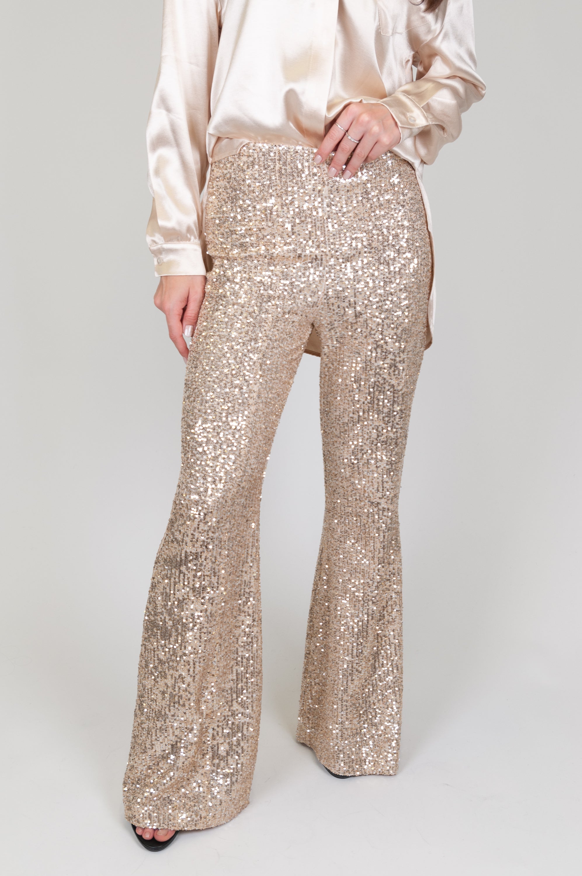 Tensione in - Pantalone a zampa paillettes