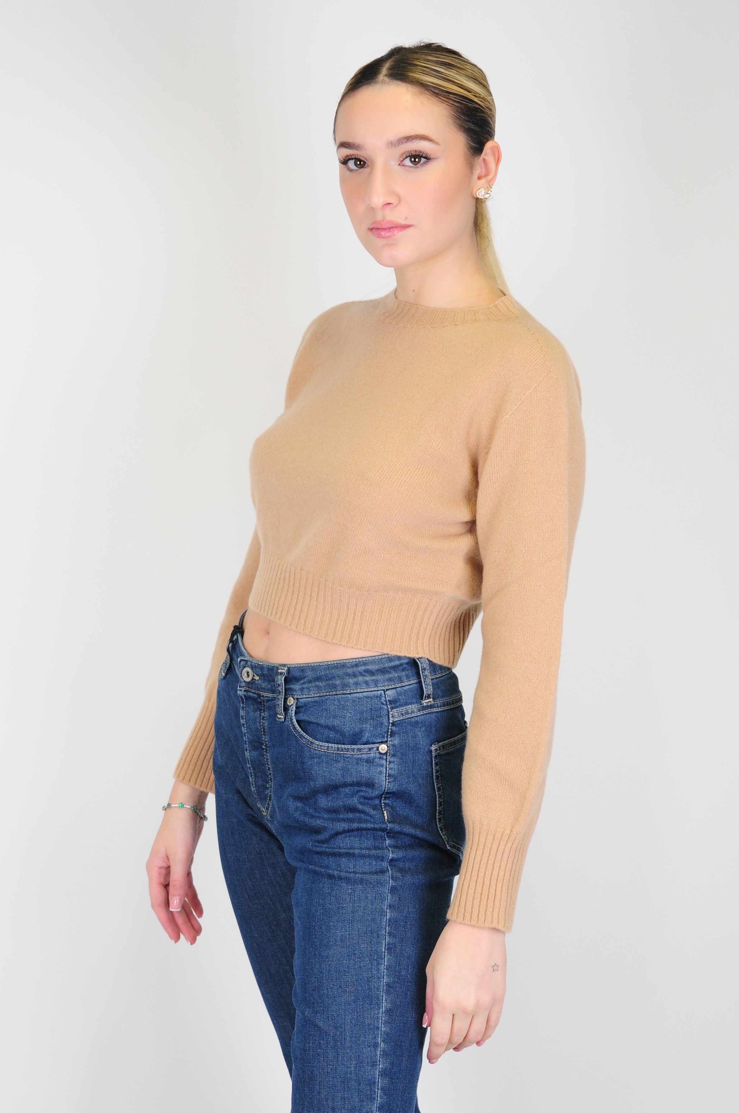 Tension in - Cashmere blend crop sweater