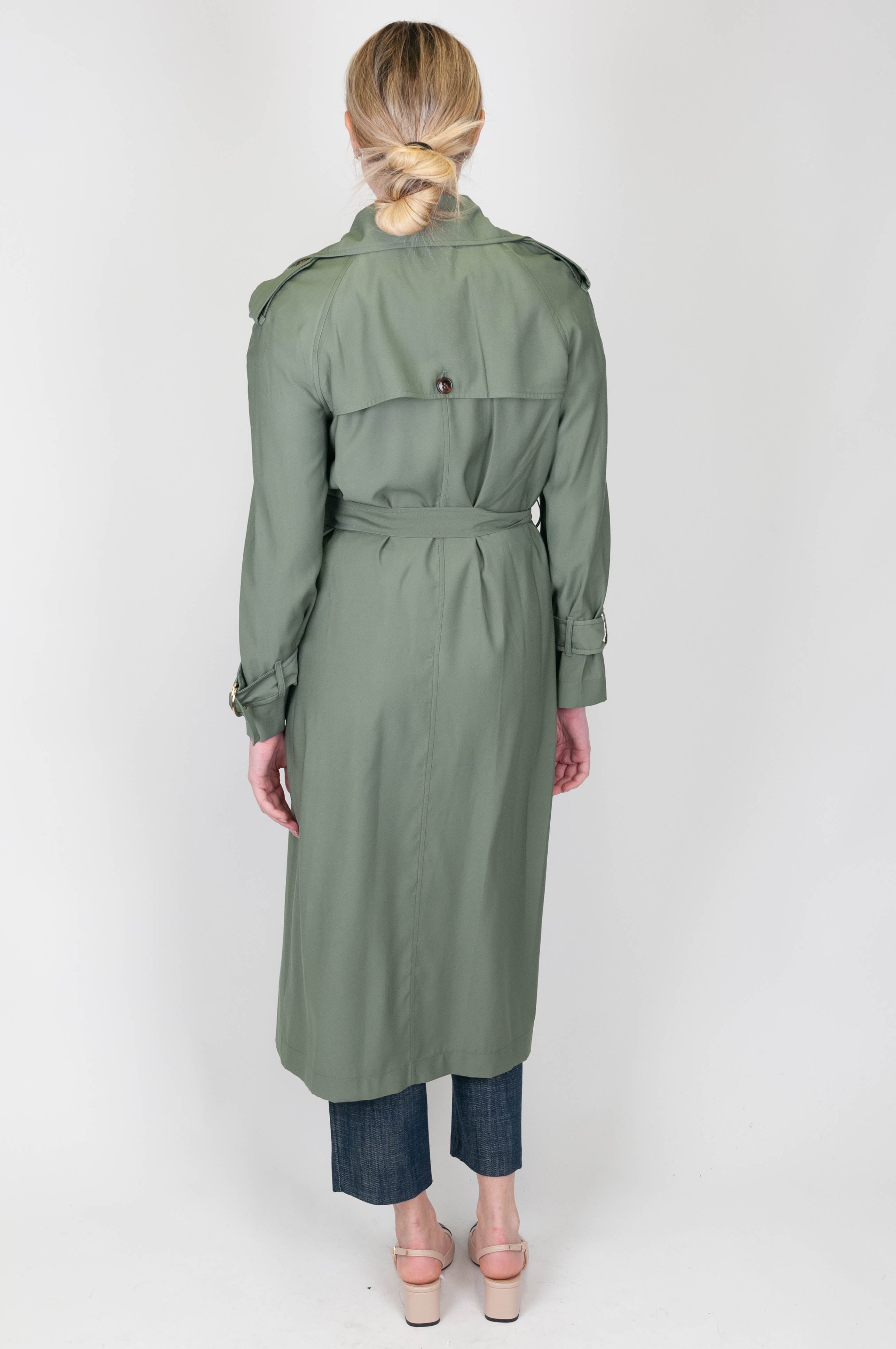 Haveone - Double-breasted trench coat with tencel belt