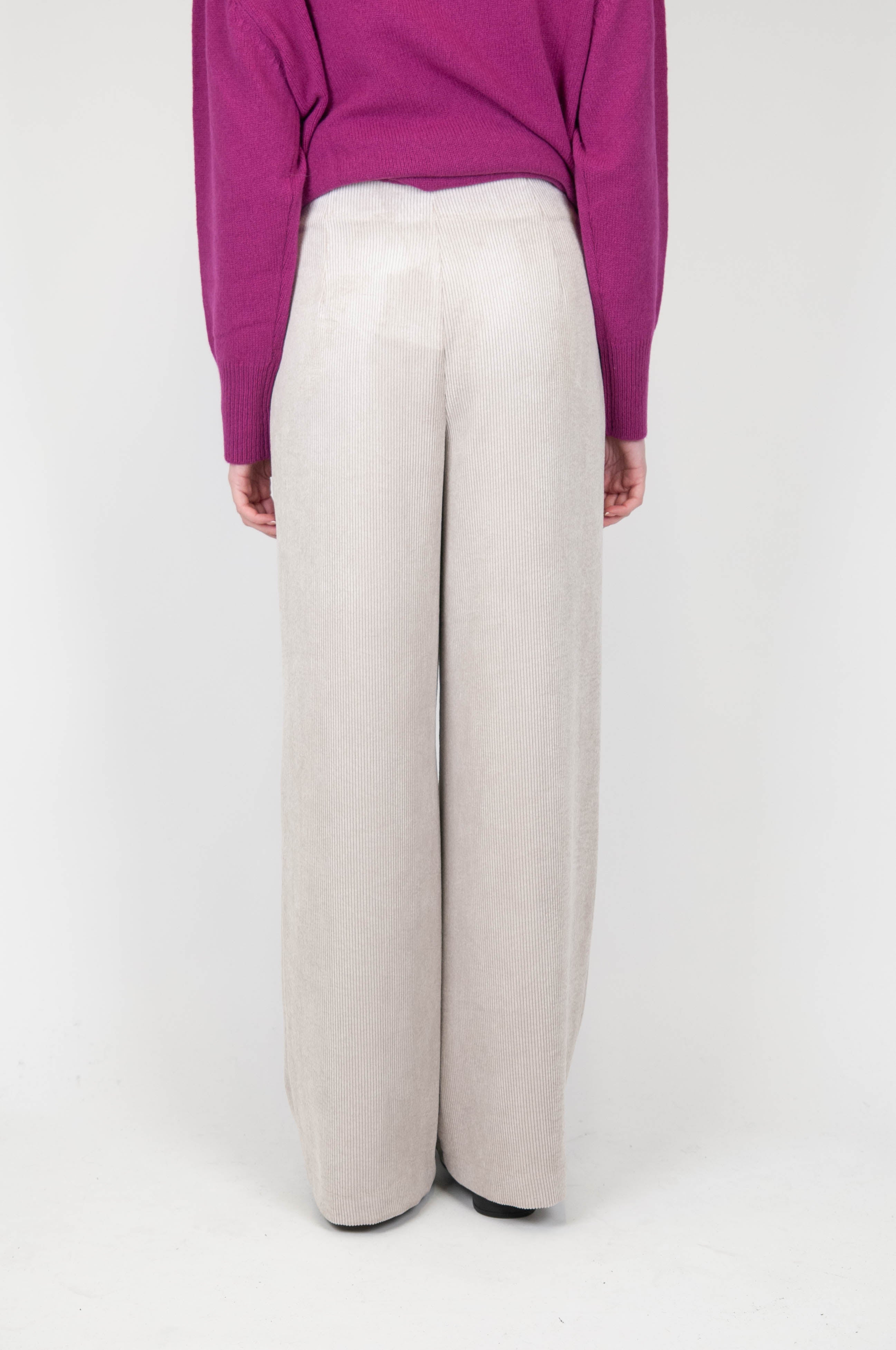 Tension in - Velvet palazzo trousers with gold buttons