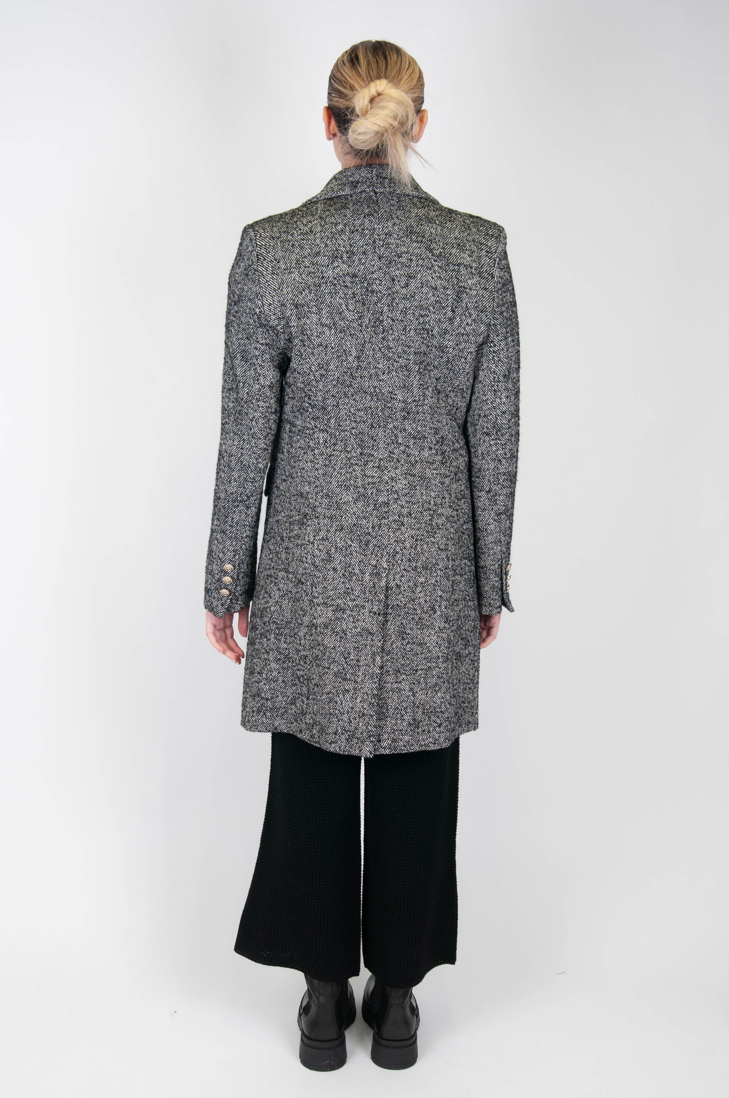 Maryley - Herringbone pattern coat in wool blend