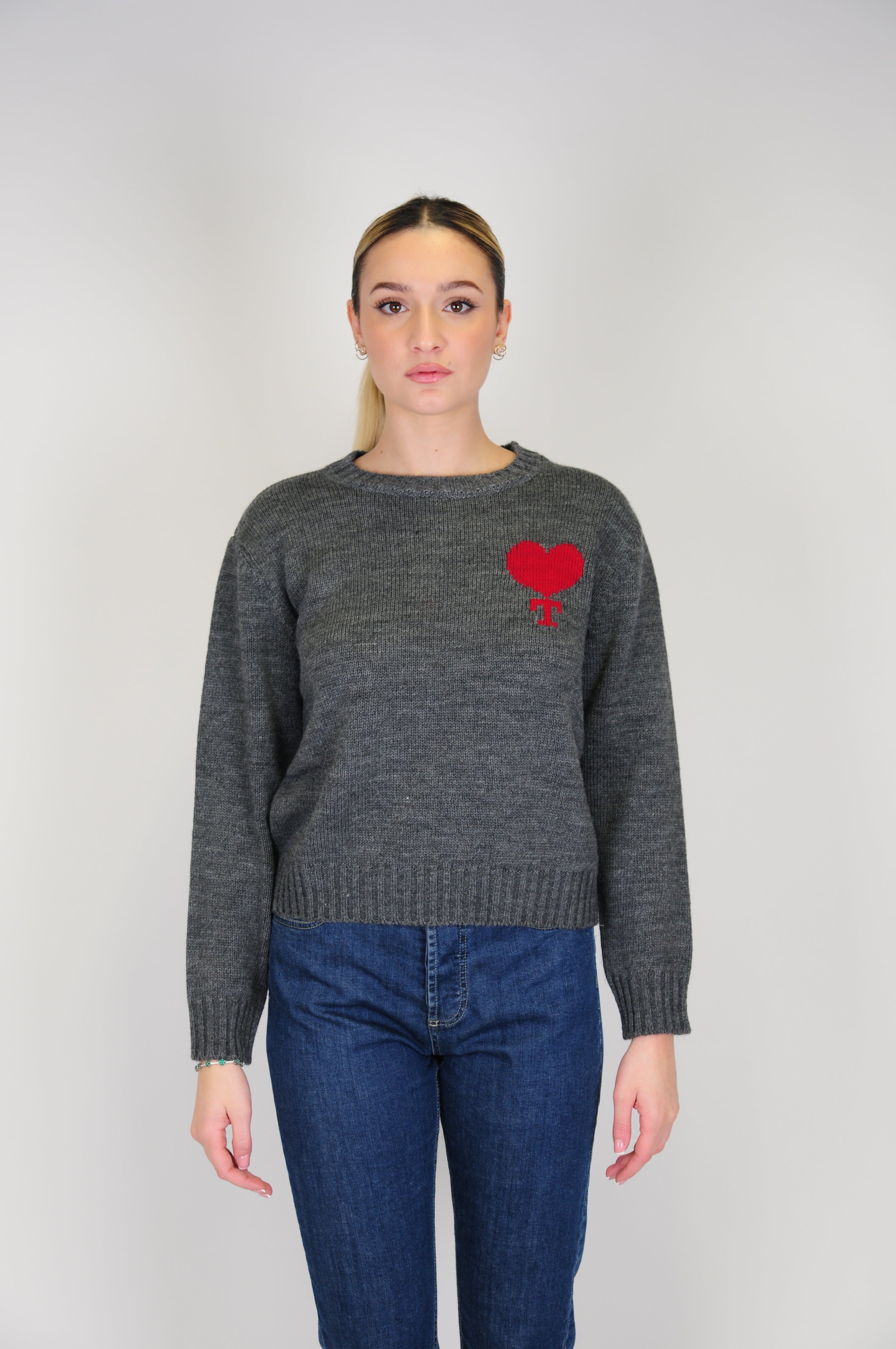 Tensione in - Maglia in misto cashmere con dettaglio cuore