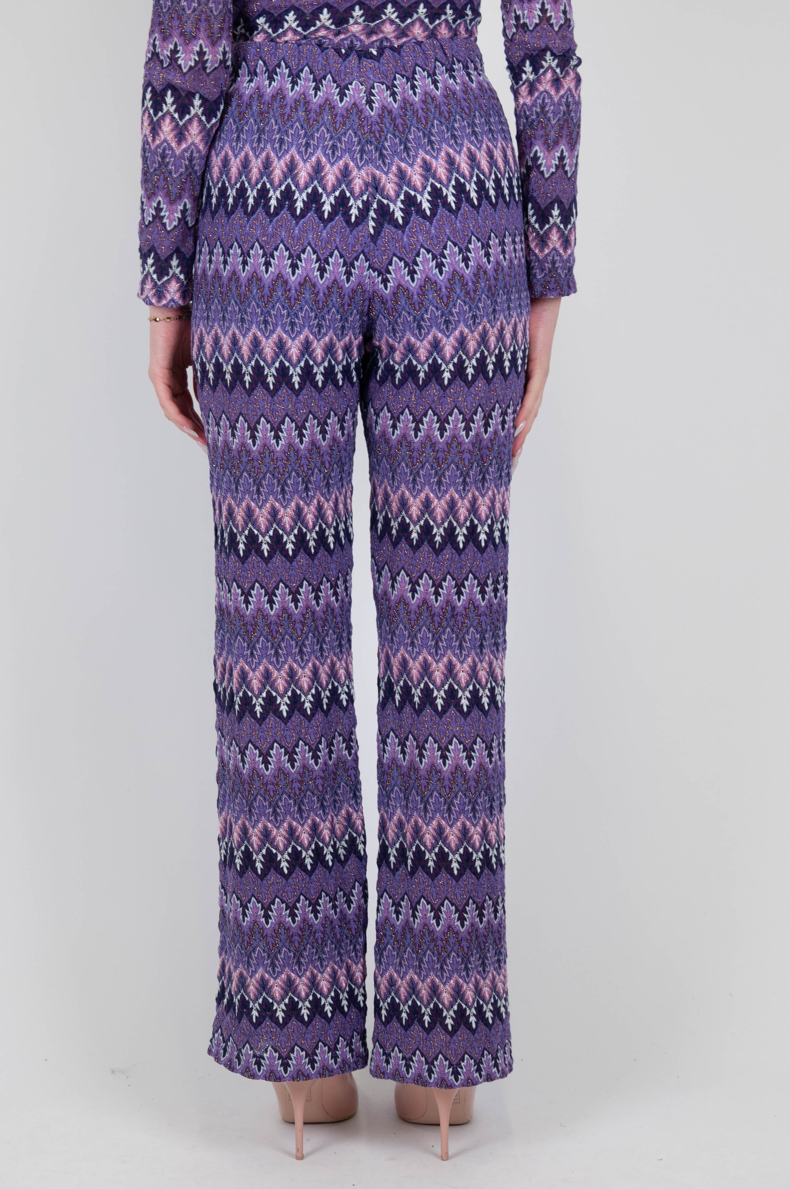 Haveone - Zig zag patterned flared trousers with elastic waist