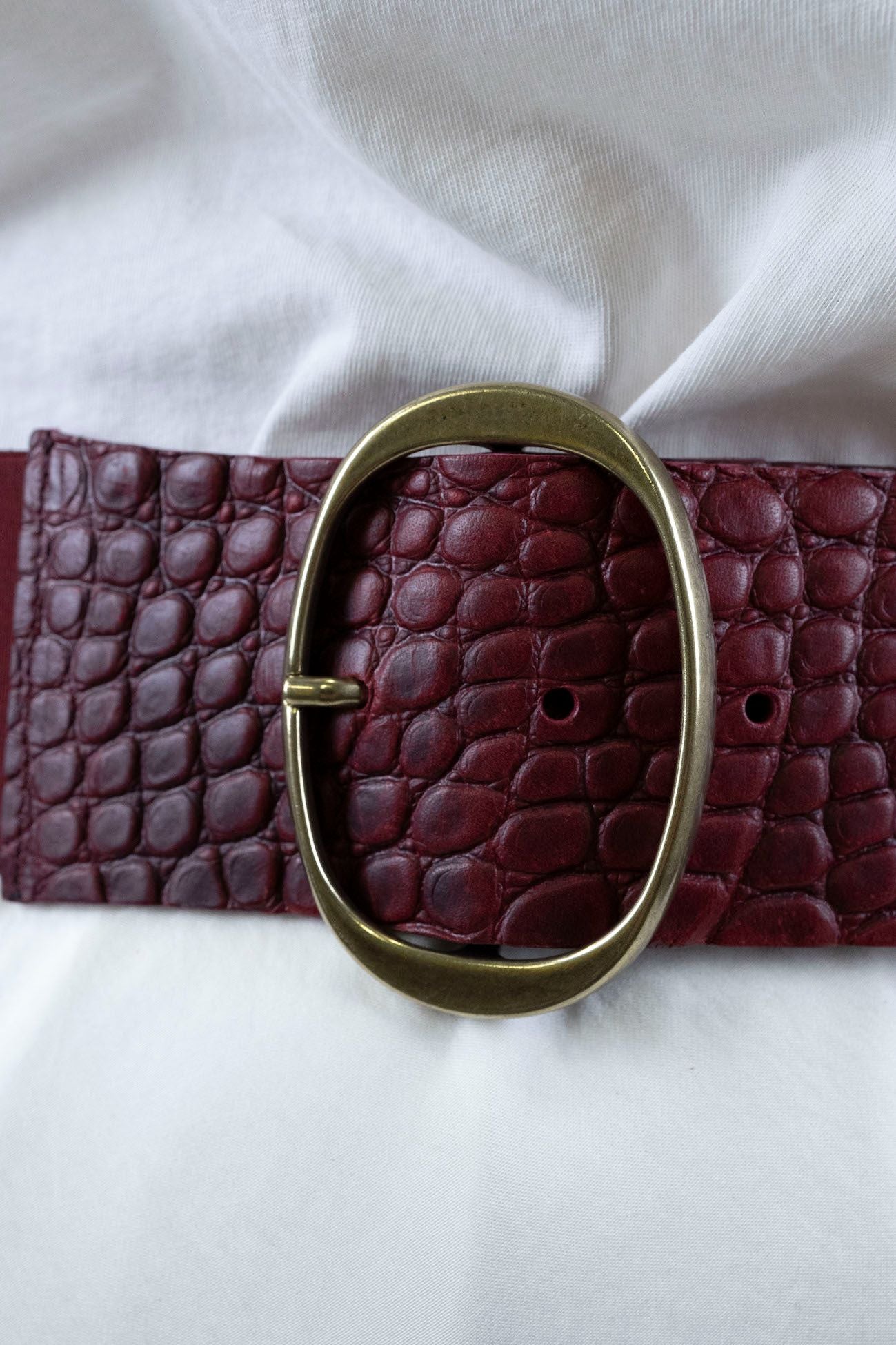 Tension in - Leather belt with python end and steel buckle