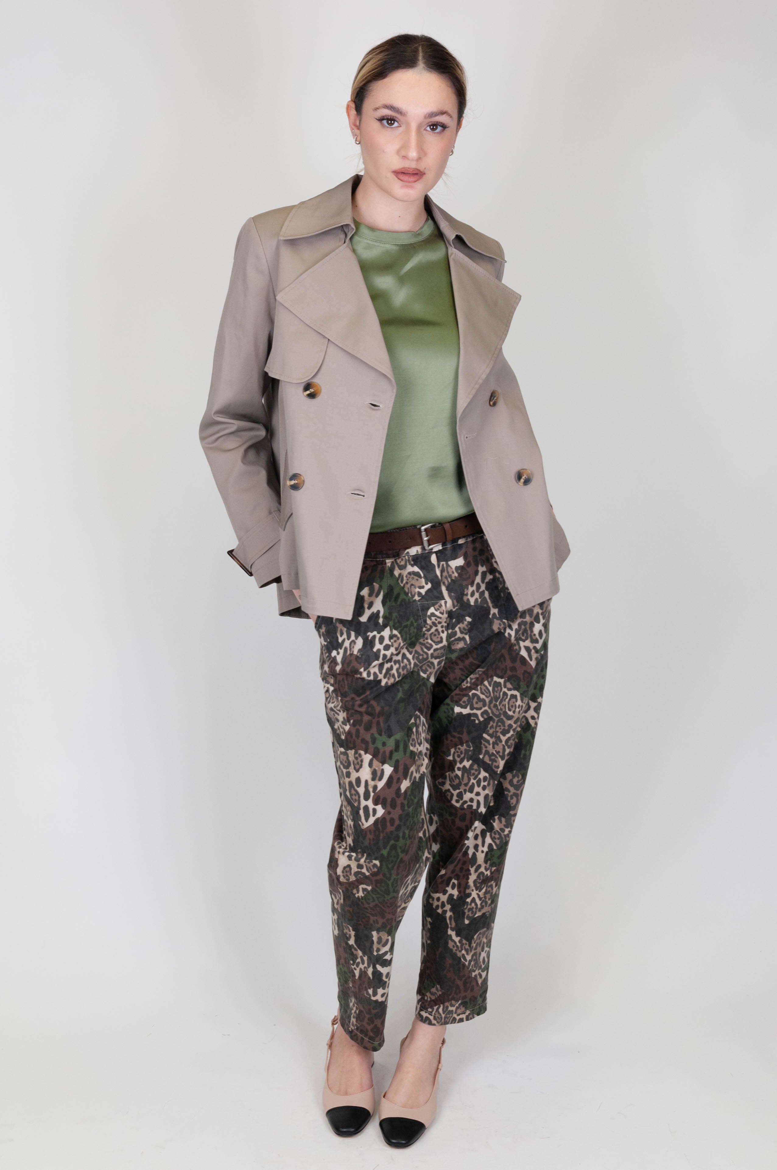 Motel - Camouflage trousers with animal print