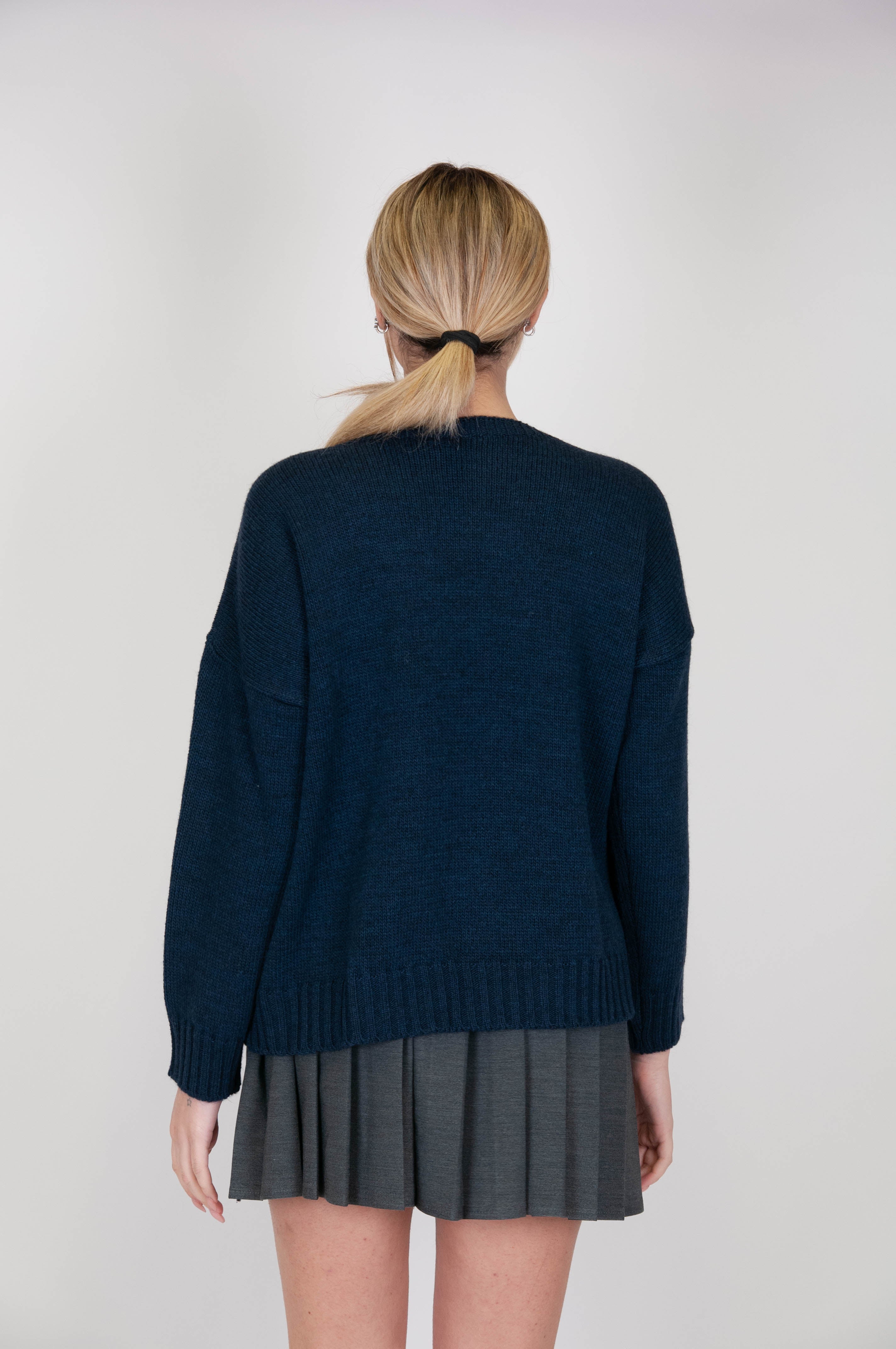 Tension in - Wool blend sweater with lurex writing