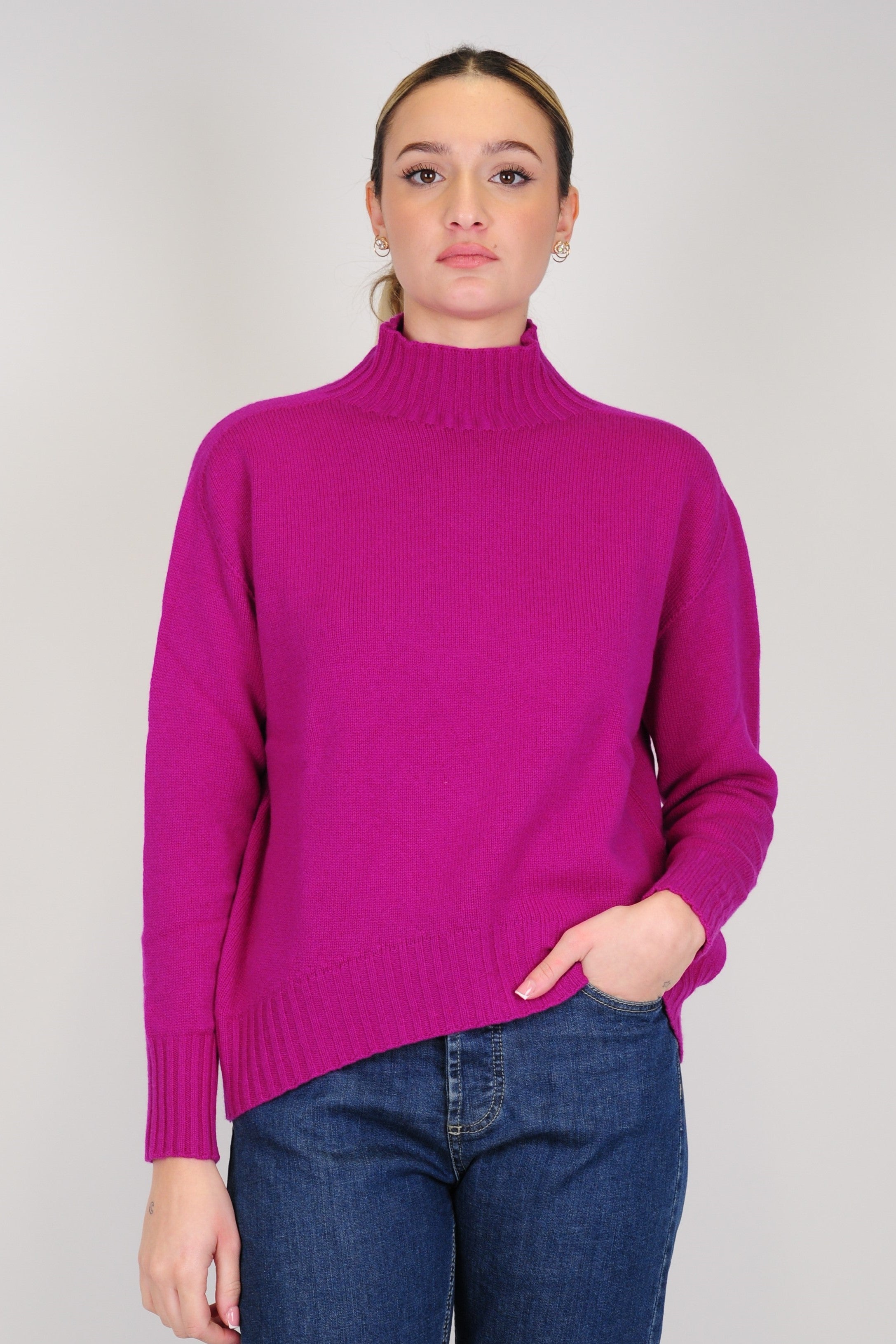 Tensione in - Mezzocollo stondato 100% puro cashmere