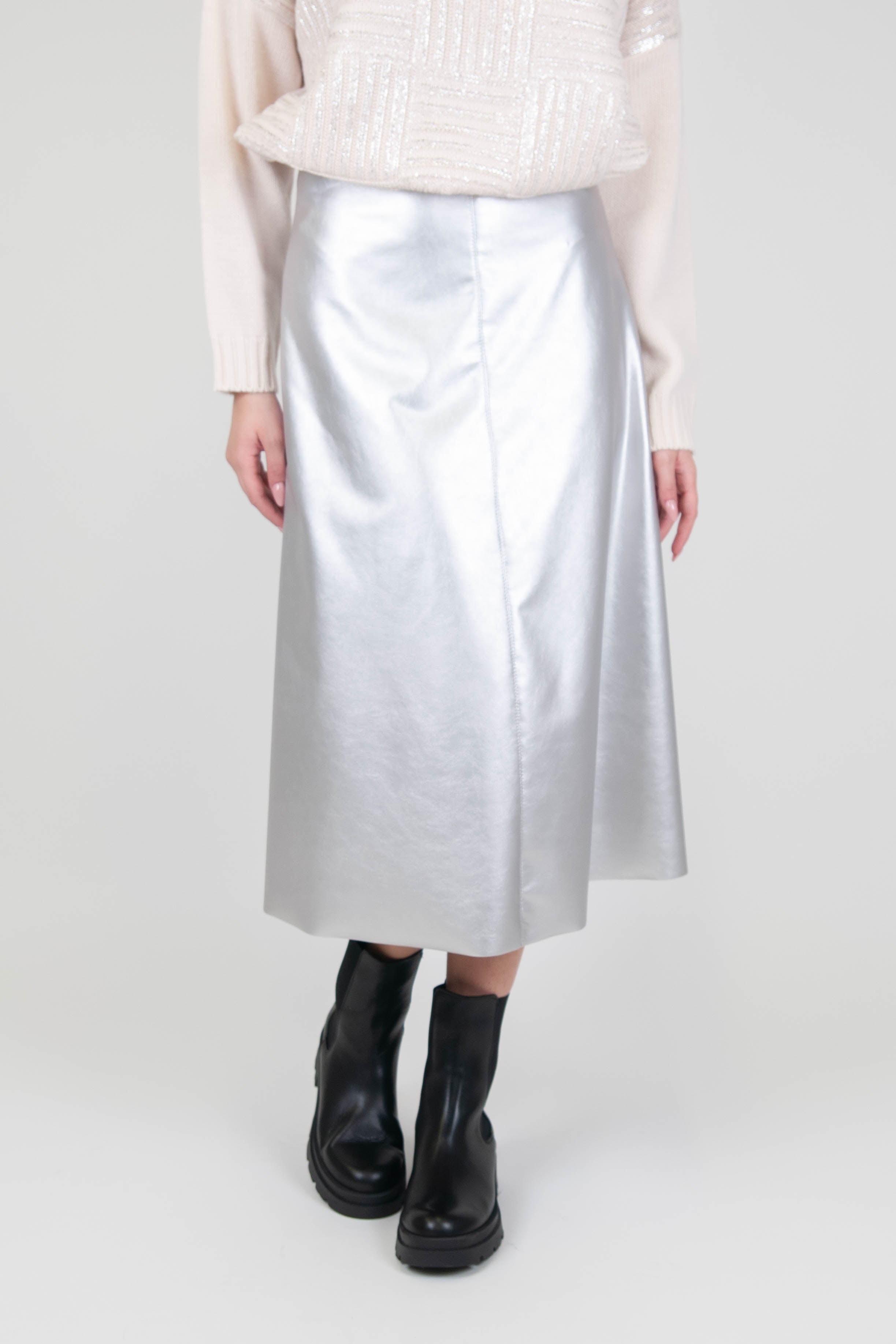 Tension in - Laminated eco-leather skirt