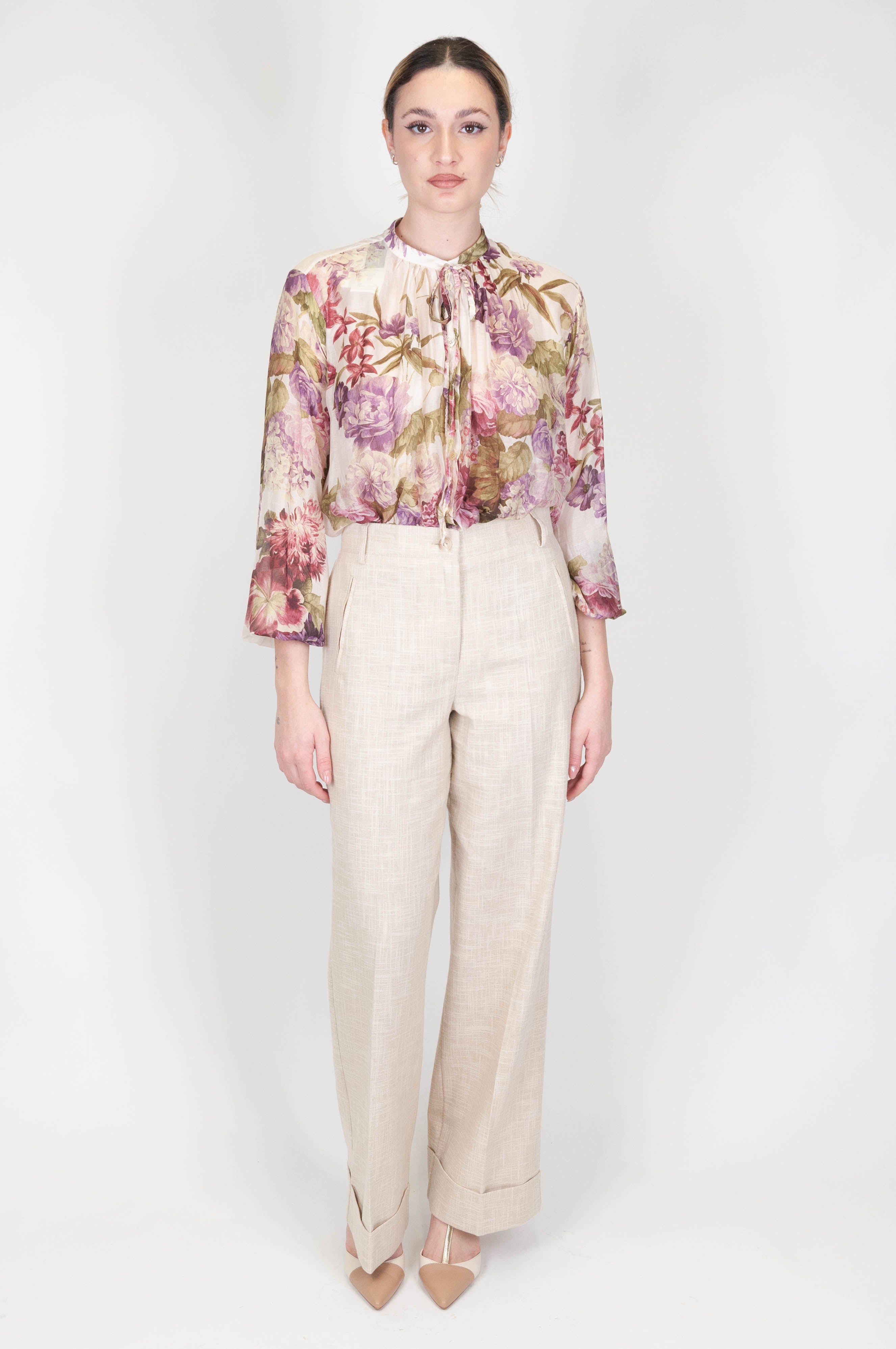 Tension in - Palazzo trousers with turn-up at the bottom