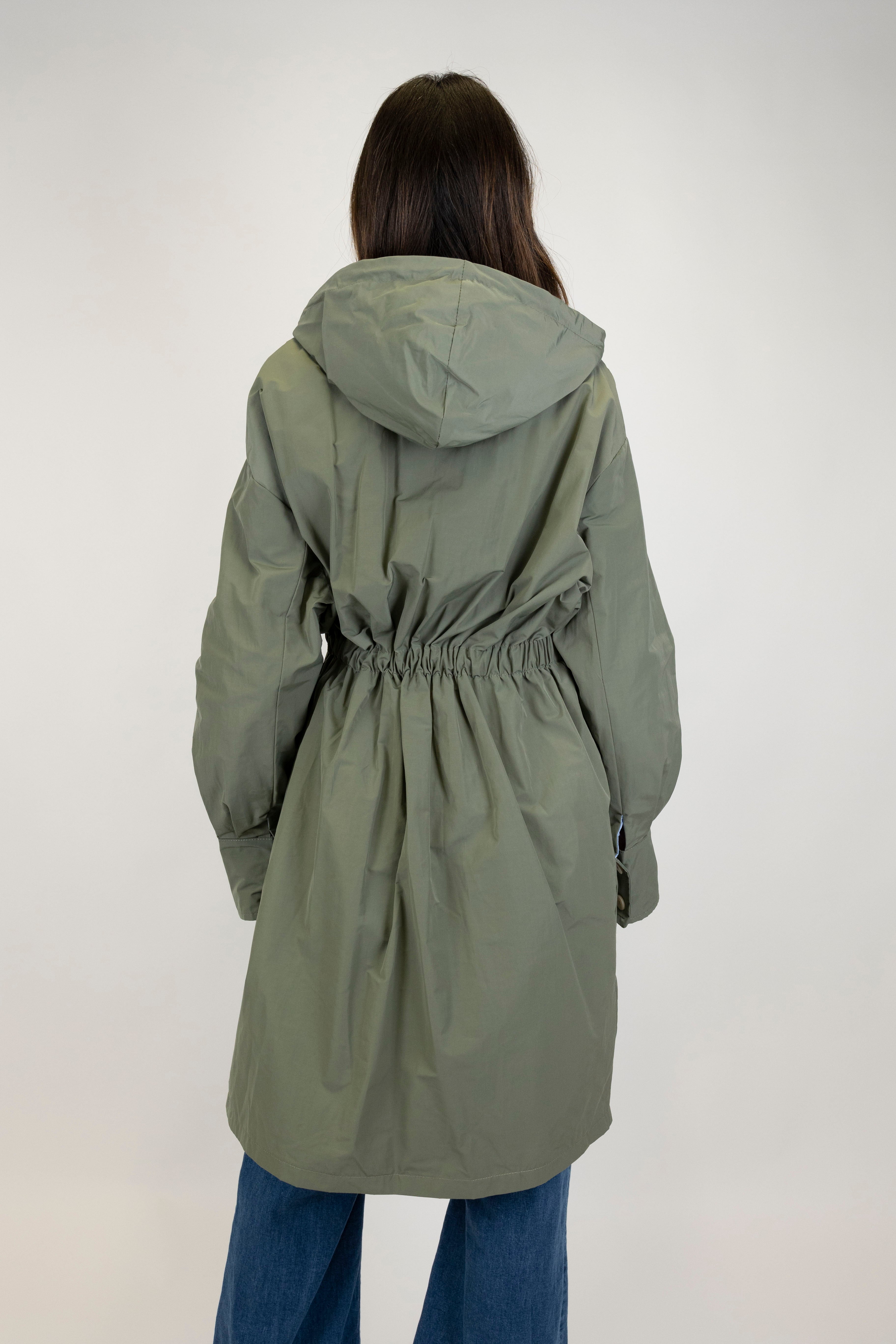 Tension in - Duster coat with elastic waist and hood