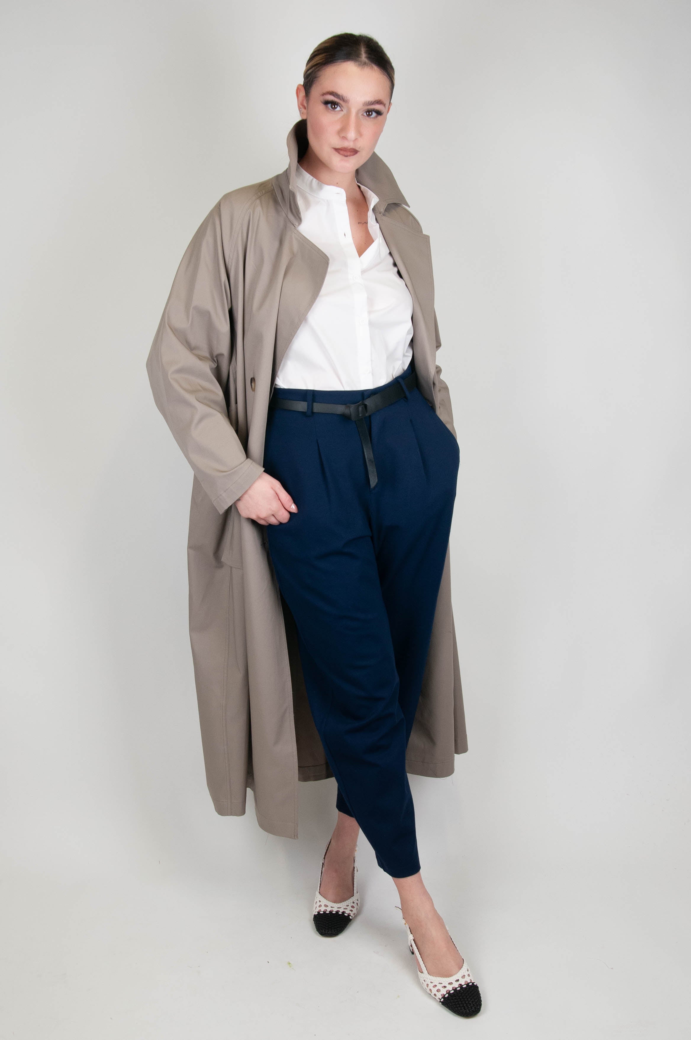 Motel - Double-breasted trench coat with large side pockets
