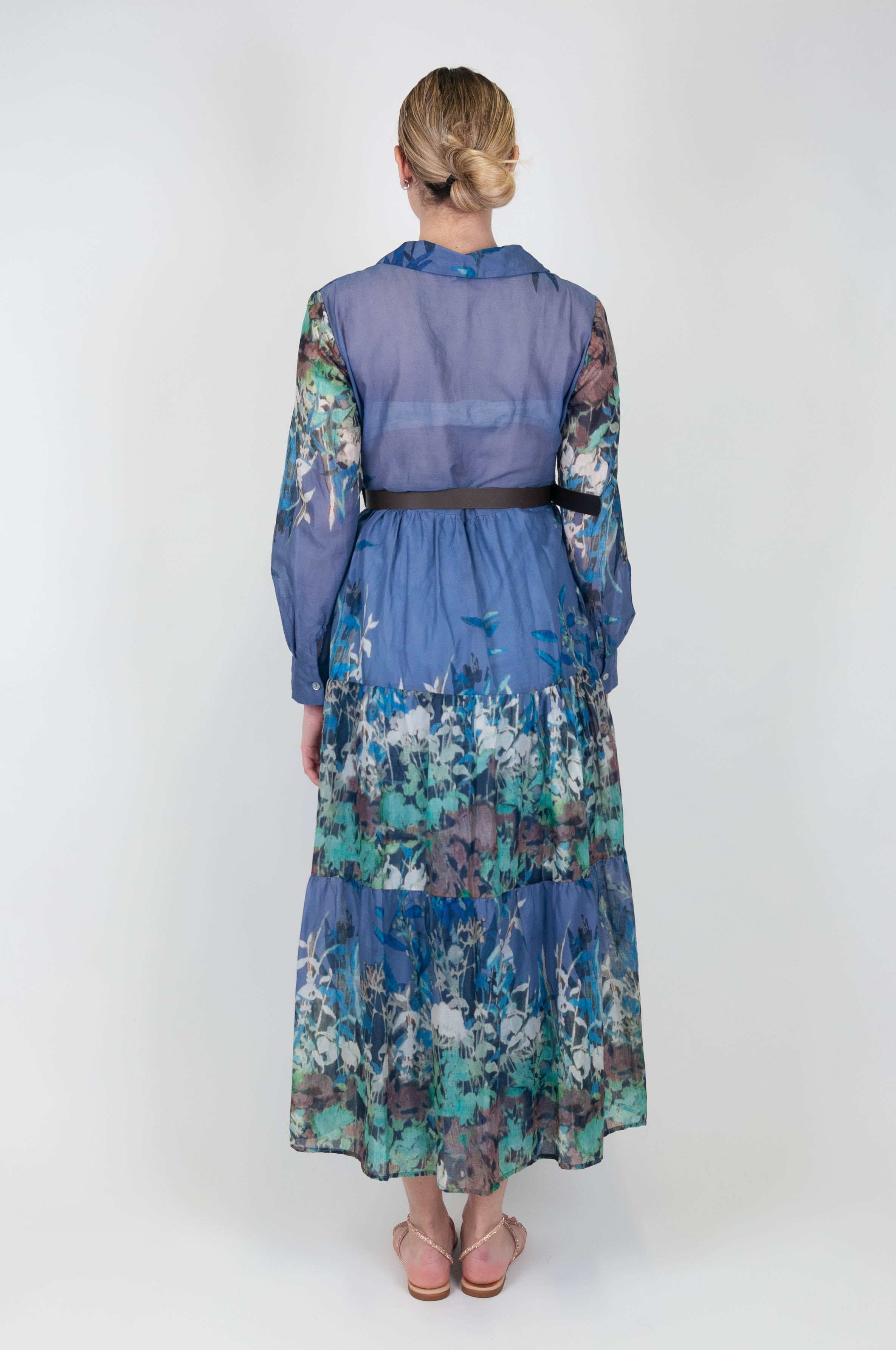 Motel - Shirtdress in floral patterned cotton muslin