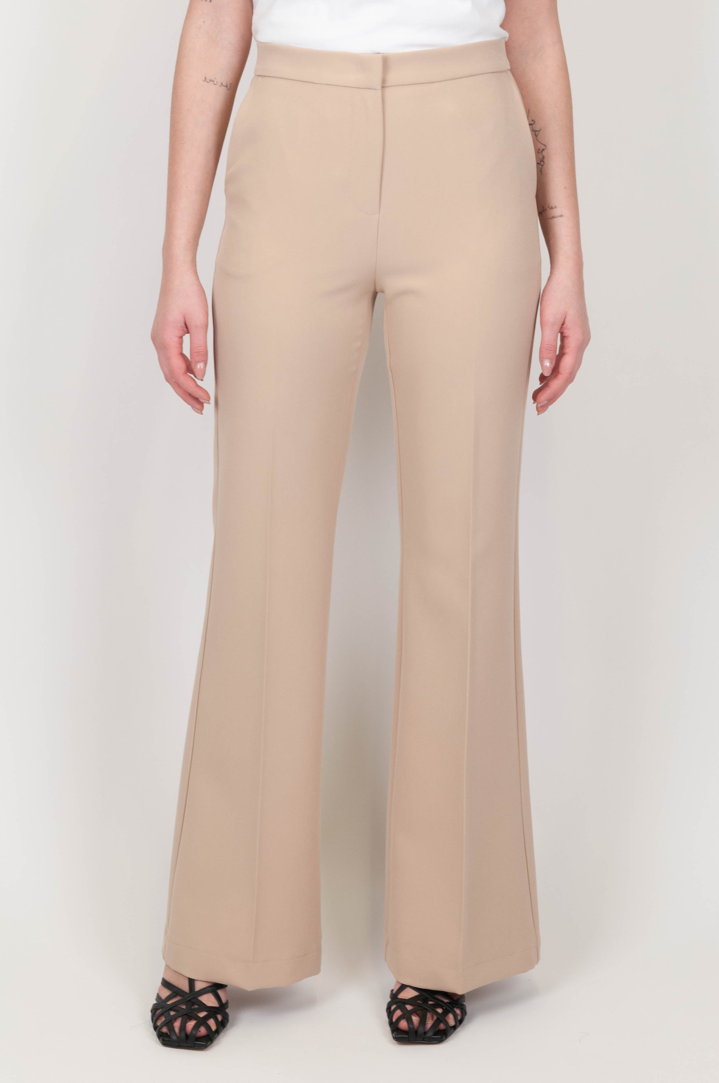 Maryley - Pantalone a zampa con piega stirata