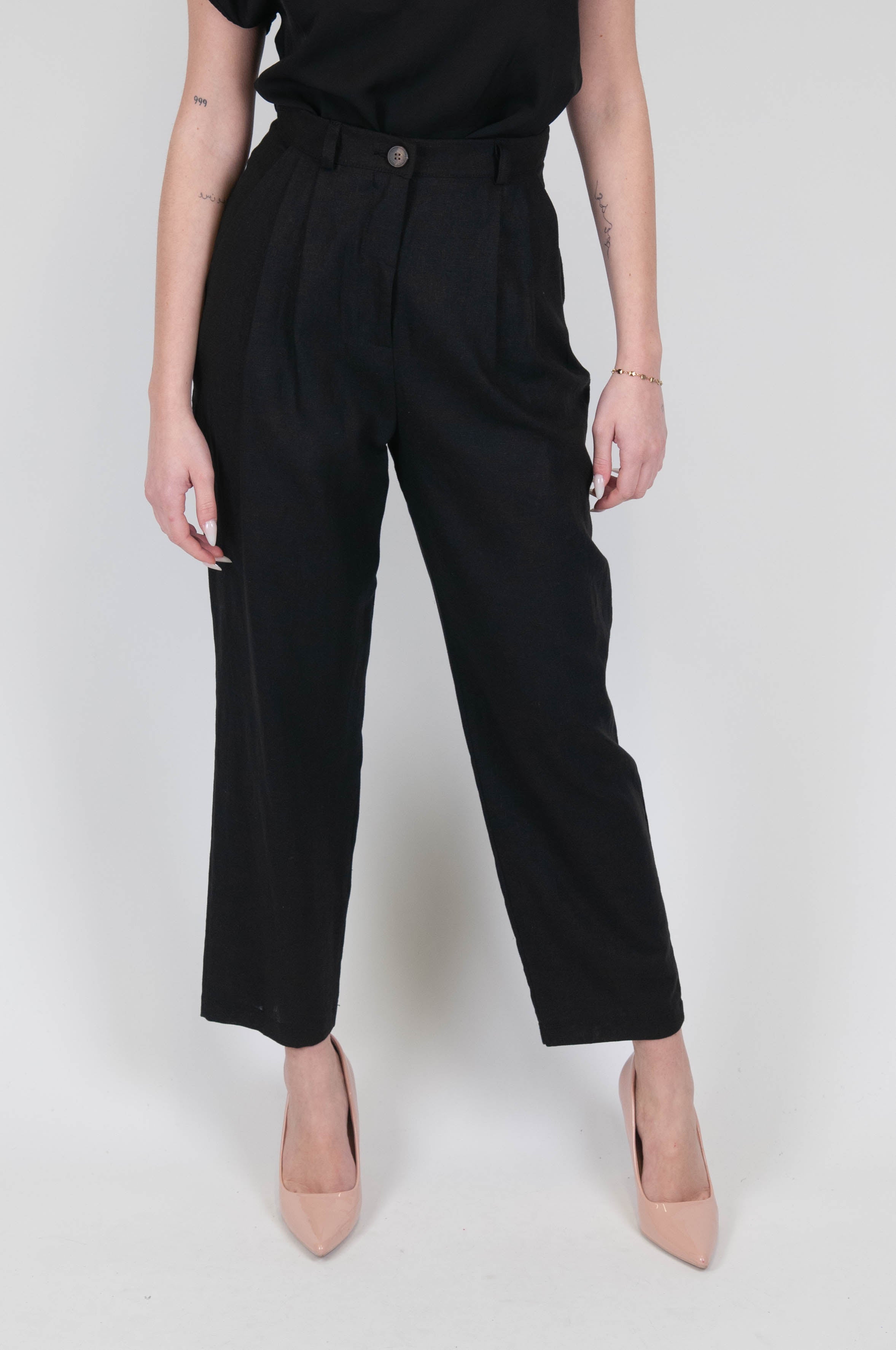 Haveone - Linen blend trousers with pleats