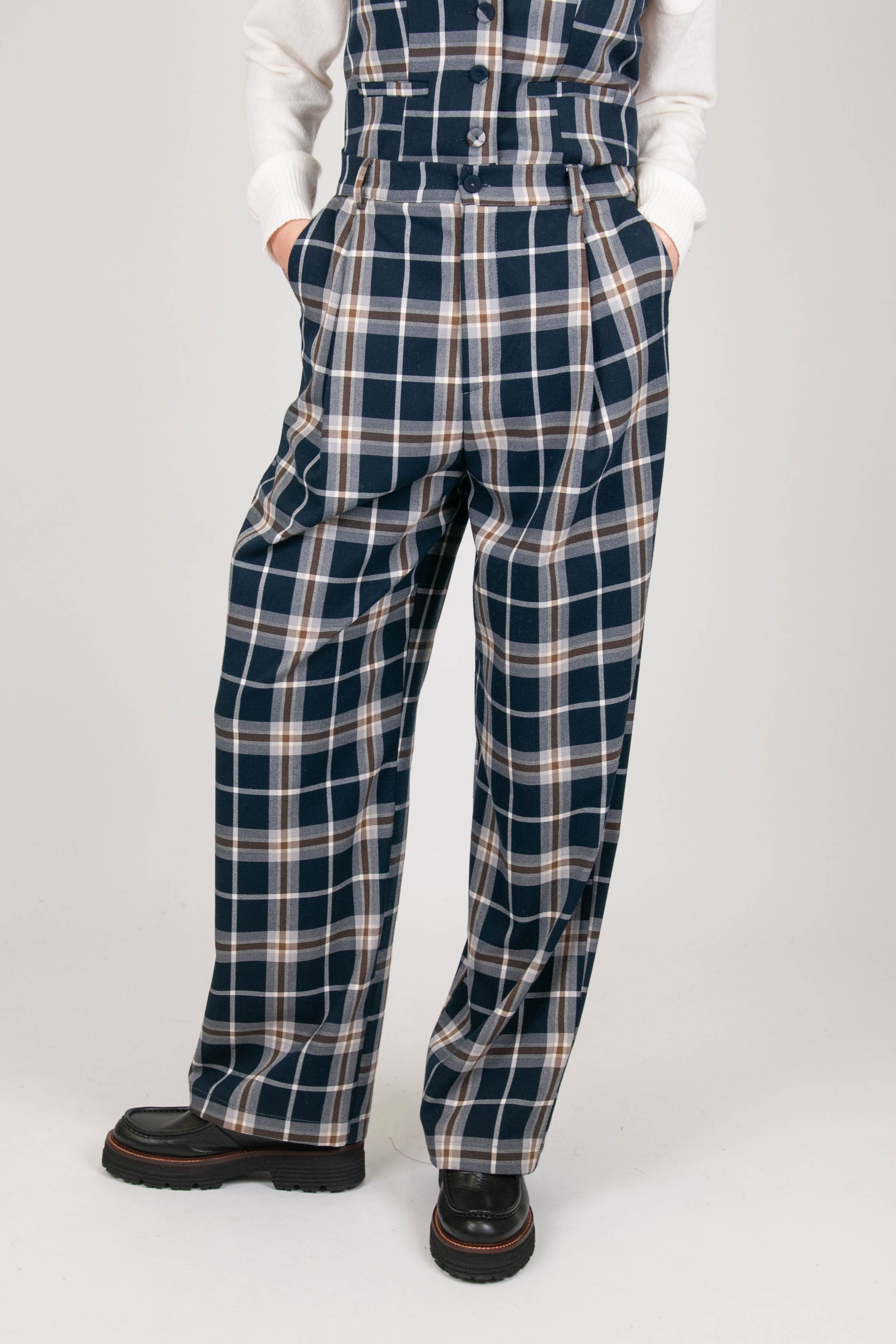 Kontatto - Check patterned palazzo trousers