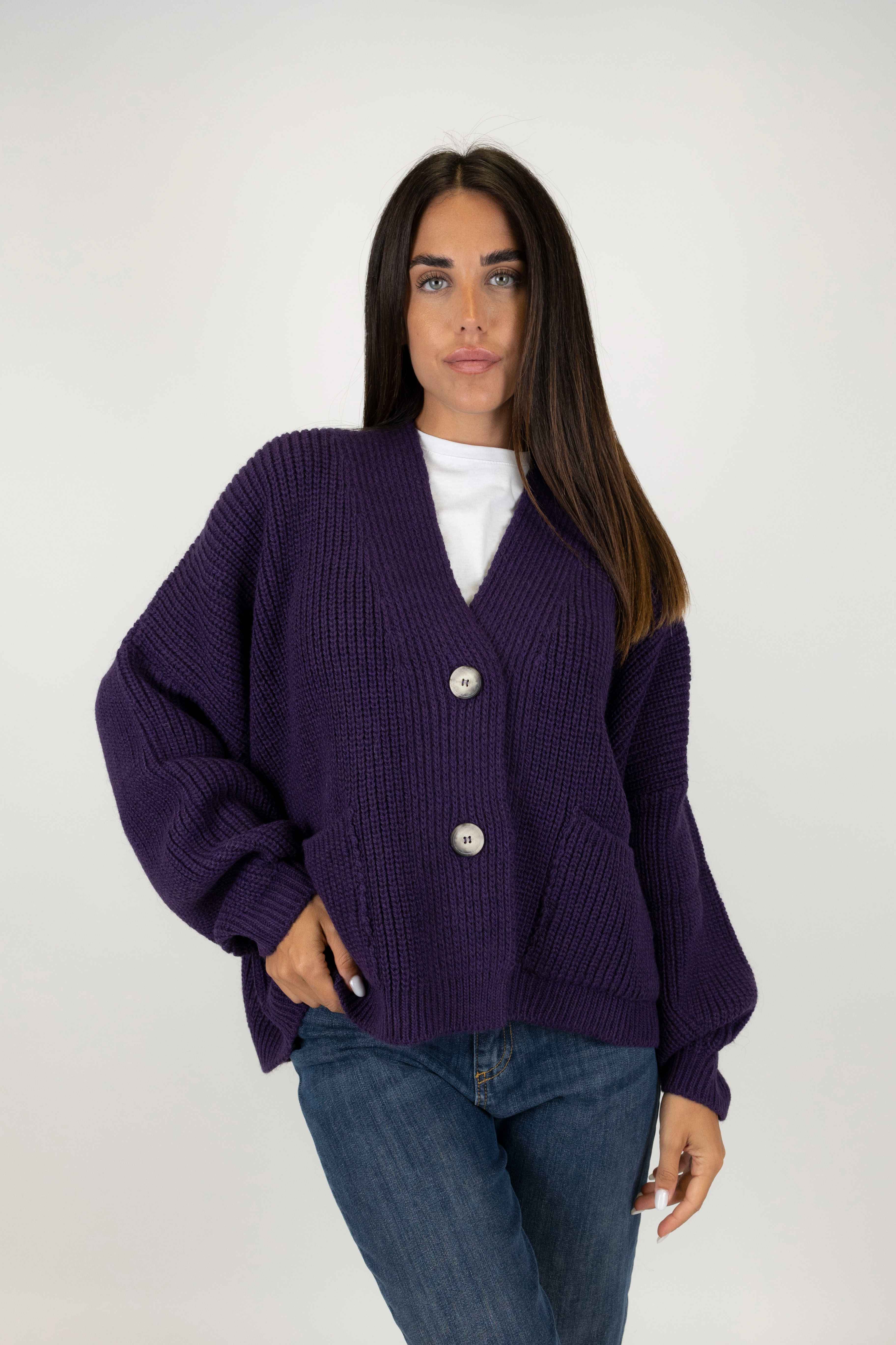Tension in - Wool blend cardigan with button closure