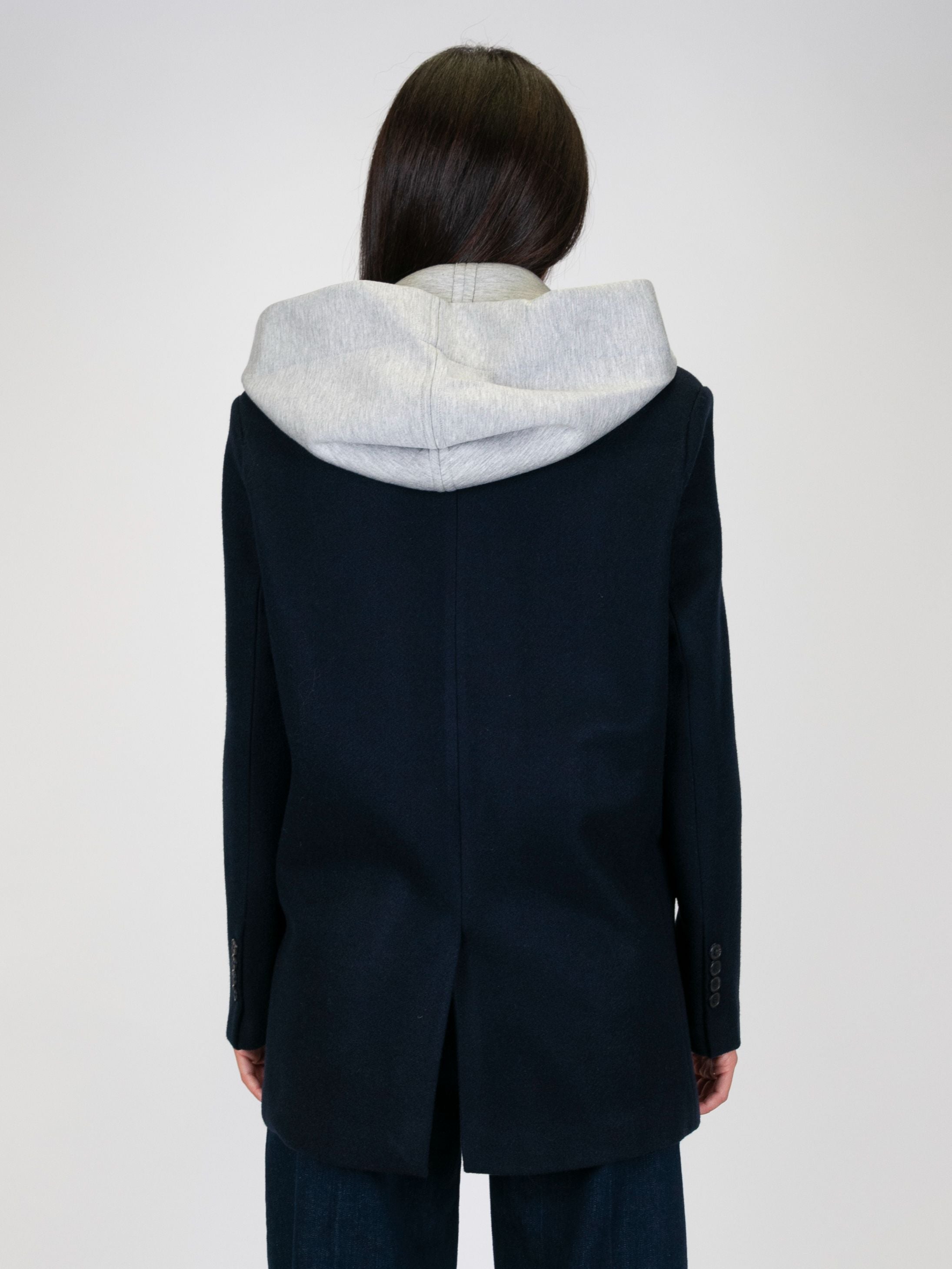 Tension in - Wool blend jacket with internal hooded sweatshirt