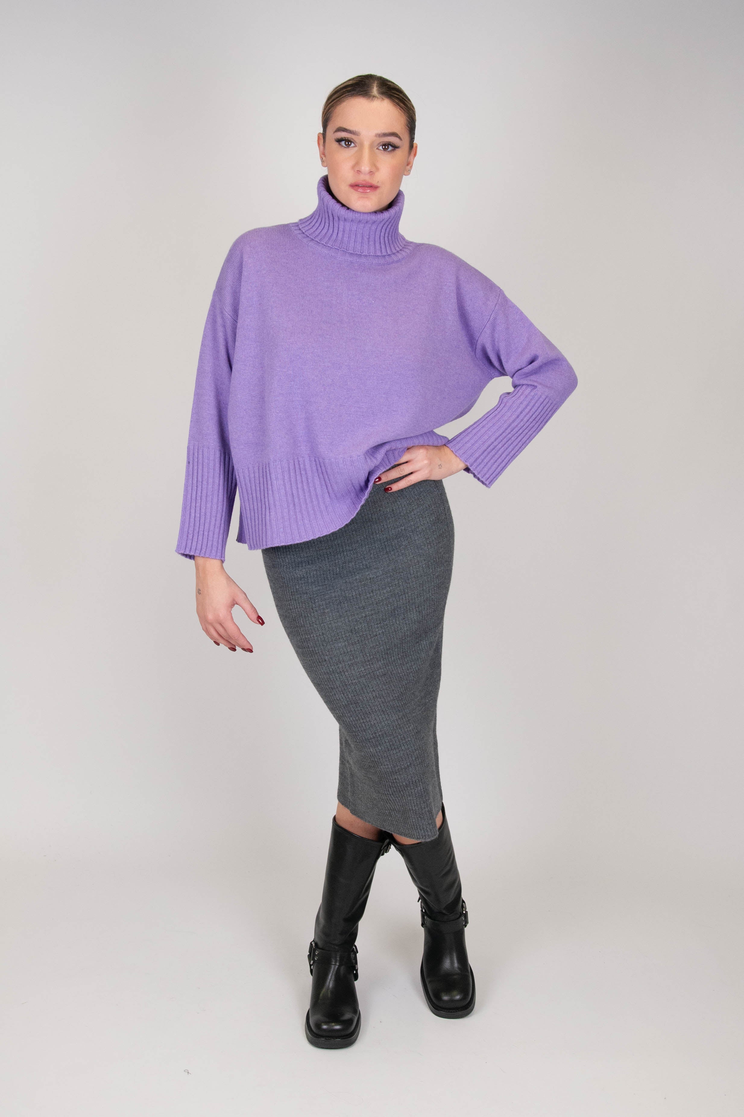 Tension in - Wool and cashmere blend pencil skirt with elastic waist