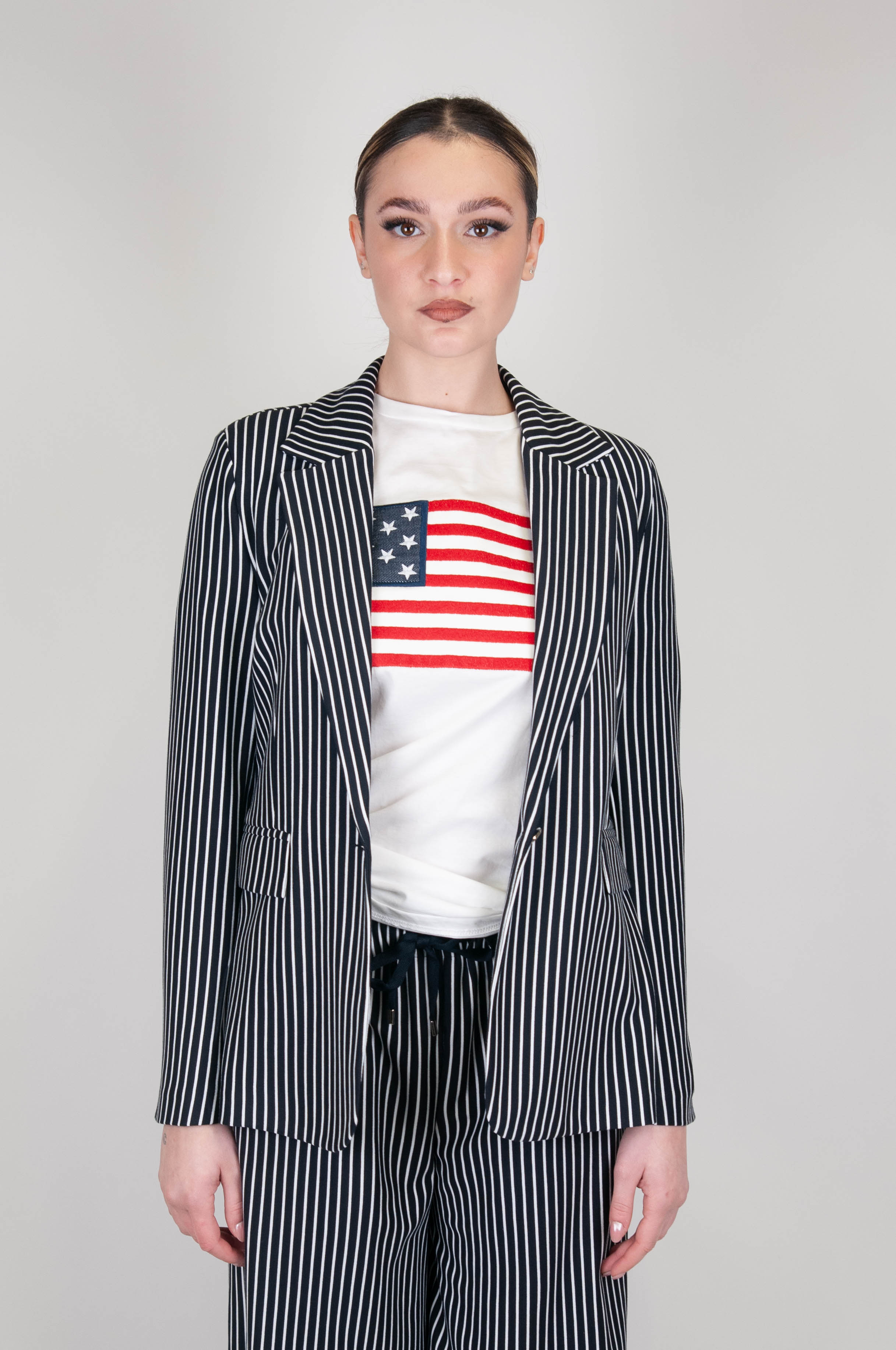 Tension in - Striped single-breasted jacket