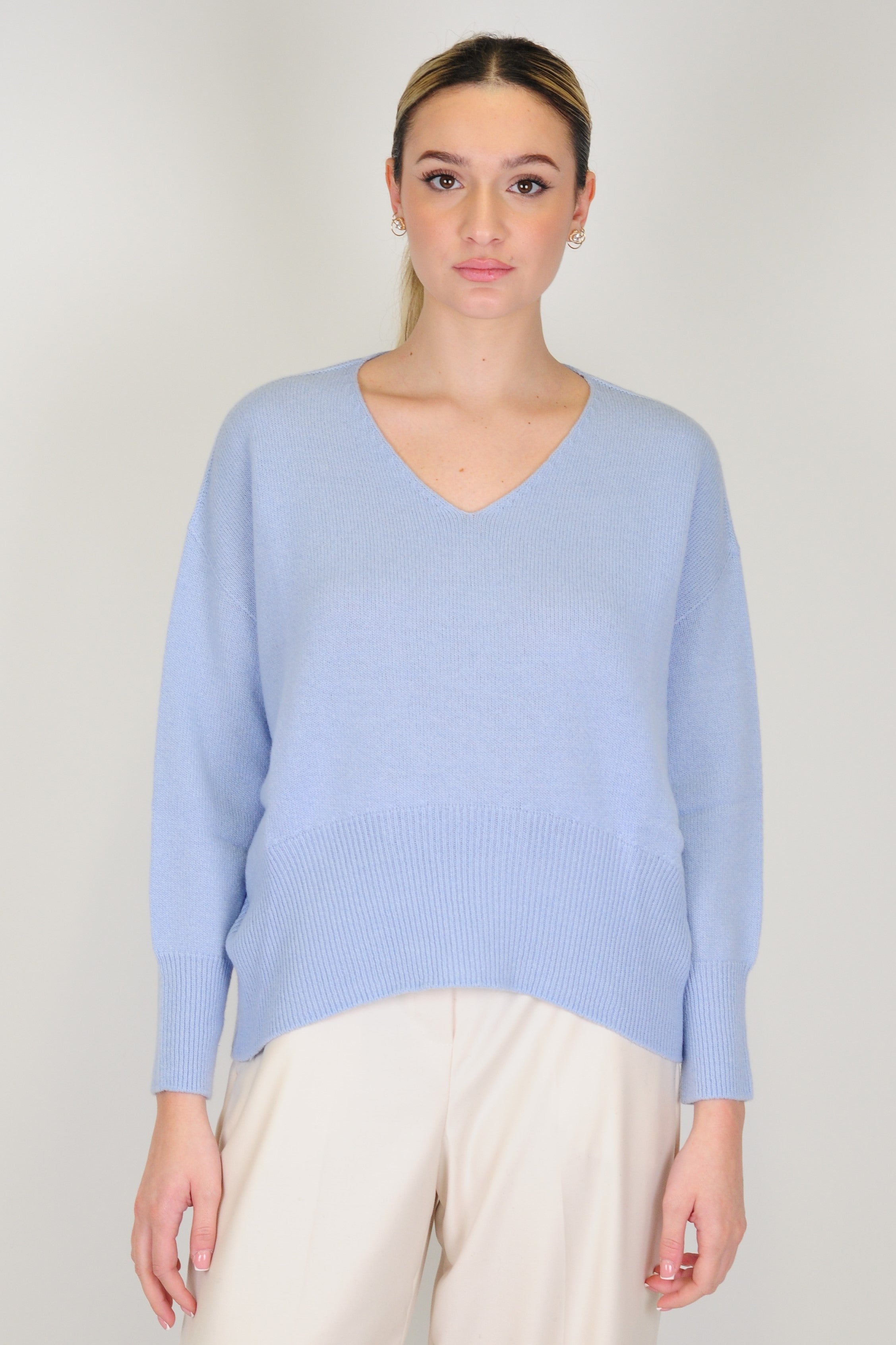 Tension in - V-neck sweater in cashmere blend